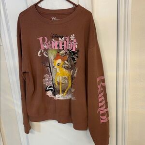Disney Bambi Graphic Brown pullover Sweatshirt Size XL